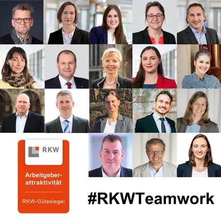 18 Porträtfotos der Ansprechpersonen des RKW-Gütesiegel Arbeitgeberattraktivität